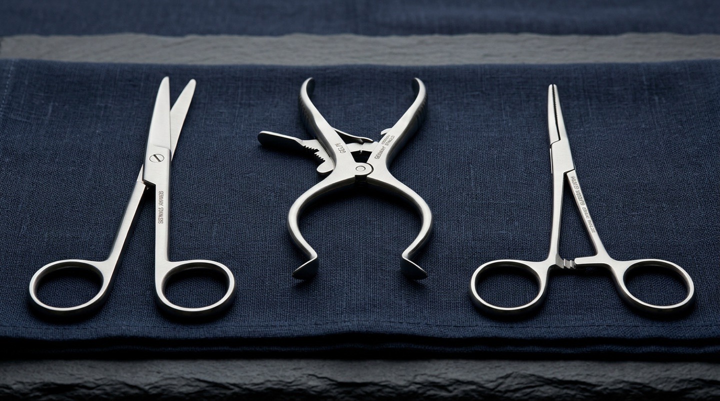 Precision surgical instruments arranged on a surgical drape